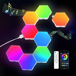 Home decor bluetooth smart touch sensitive indoor 3d stereo effects remote control ABS panel hexagonal led light wall