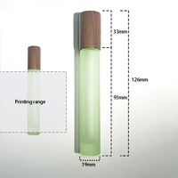 Atomiseur de parfum portable rechargeable en verre dépoli vert avec couvercle en noyer – Fournisseur direct pour l'exportation en gros