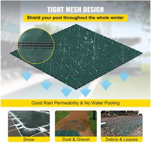Couverture de sécurité pour piscine rectangulaire, couverture d'hiver pour piscine, triple couture, maille haute résistance, matériau PP avec bonne perméabilité à la pluie - Product Image 2