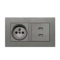 YH Panneau mural tactile pour PC domestique, norme européenne, 10A 250V, prise de courant IP20, 2 modules, design moderne
