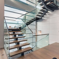 Escalier personnalisé moderne en acier au carbone mono poutre en bois de hêtre/chêne escalier intérieur/escalier design pour maisons