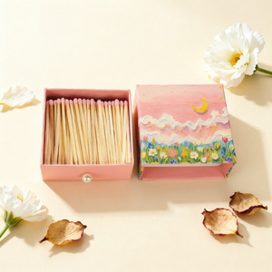 <span class=keywords><strong>Fiammiferi</strong></span> con Stelo in Legno Stile Minimalista Moderno Little Poplar per Matrimoni e Compleanni, <span class=keywords><strong>Fiammiferi</strong></span> Creativi in Carta Kraft Vintage - Product Image 2