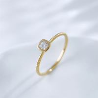Bague de Fiançailles Solitaire Élégante et Minimaliste en Or Jaune 18K Plaqué avec Diamant de Laboratoire Torsadé Vintage et Cordon Tressé pour Femme