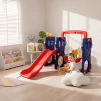 Parque Infantil Educativo para Niños, Estilo Castillo, Tobogán de Plástico PE, Columpio, Casa de Juegos para Jardín de Infancia, Guardería, Espacios Públicos