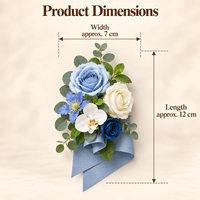 Corsage de poignet artificiel bleu et blanc en roses et orchidées, bracelet floral en plastique fait main, résistant aux UV, pour mariage, demoiselle d'honneur, séance photo