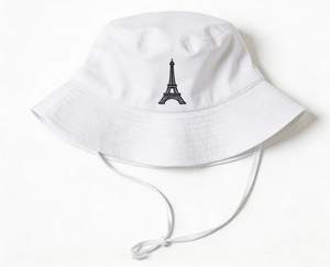 Chapeau Bob Brodé Tour Eiffel Multicolore avec Sangle de Menton Réglable, Protection Anti-UV, Chapeau de Soleil Décontracté pour Activités de Plein Air, Style Pêcheur - Product Image 4