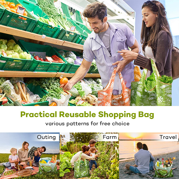 Customize Reusable foldable folding tote polyester nylon shopping bag