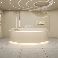Bureau de réception minimaliste moderne avec rangement pour salon de beauté, magasin de vêtements, bar, hôtel - Arc arrondi
