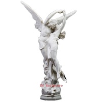 Jardin extérieur grandeur nature pierre marbre blanc sirène dauphin statue sculpture à vendre