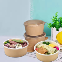 OEM ODM 500ml 750ml 1000ml 1300ml Bols en papier kraft modernes écologiques jetables avec couvercle transparent résistant à la chaleur biodégradable