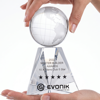 Trophée personnalisé en verre cristal, design globe de diamant bleu, ballon de golf, médaille commémorative pour champion d'équipe, prix