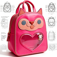 Sac à dos Ita Bag personnalisé motif renard anime, avec fenêtre cœur Kawaii, pour affichage de badges de dessin animé, mini sac à dos de collection, sac à bandoulière