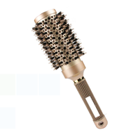 Brosse à cheveux ronde professionnelle en poils de sanglier avec logo personnalisé