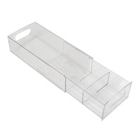Meuble de rangement de bureau télescopique en plastique transparent OEM, design moderne et minimaliste, grande capacité, pour coiffeuse