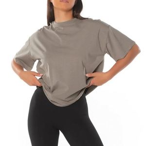 Venta al por mayor 100% algodón ecológico comprimido Regular Fit camiseta de las mujeres envío gratis negro de talla grande - Product Image 2
