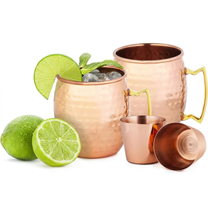 Mug en cuivre à double paroi – Tailles et poids – Produit de barware utilisé sur le marché international – Artisanat indien personnalisé pour usage bureautique - Product Image 1