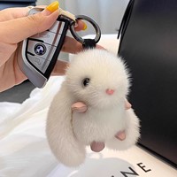 Porte-clés Lapin Rose 2026, Pendentif Poupée Lapin Mignon en Vison Brodé, Accessoires de Sac à Dos en Peluche, Vente en Gros, 5-7 Ans