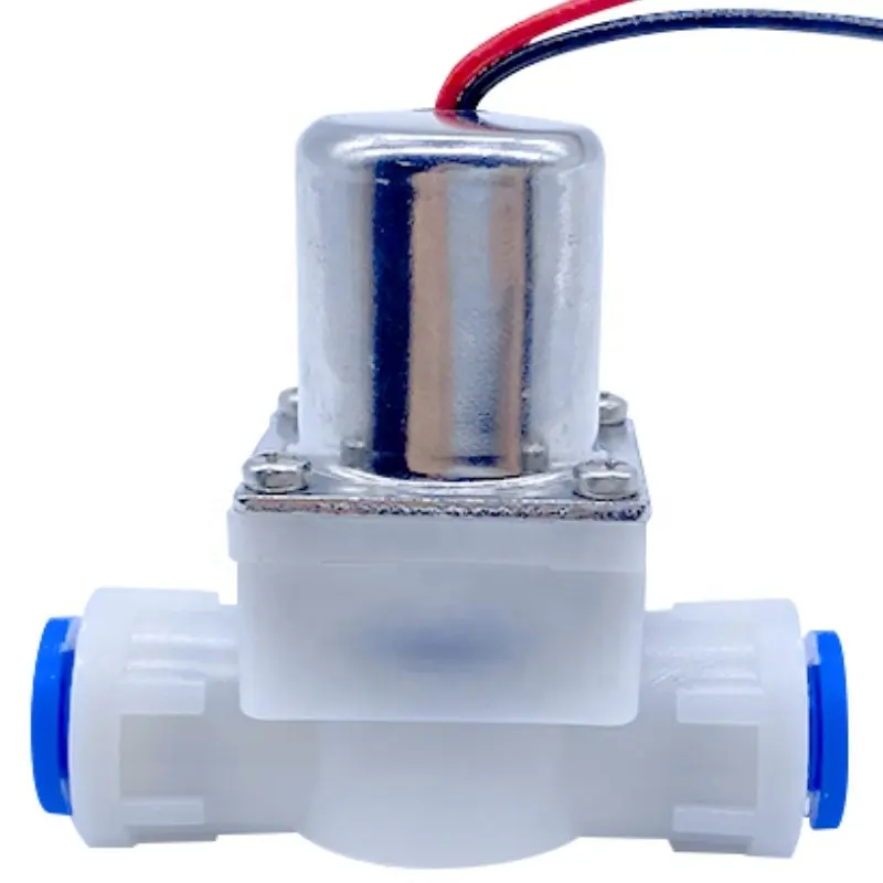 Électrovanne d'eau en plastique DC5V 1/4 "connecteur rapide vanne d'impulsion distributeur d'eau électrovanne 12V