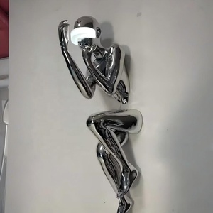 Forme humaine artistique Résine de protection de l'environnement + Sculpture murale en fibre de verre-Finition polie miroir moderne Précision - Product Image 2