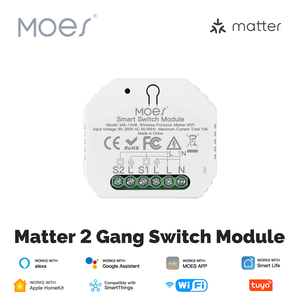 Módulo de Interruptor WiFi MOES Tuya Matter, 2 Canales, Relé Inteligente de Automatización, Temporizador, Control Remoto por Aplicación, Compatible con Alexa, Google <span class=keywords><strong>Home</strong></span> y <span class=keywords><strong>Apple</strong></span> - Product Image 2
