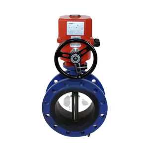 Cast iron Electric Motorized Welded Double Flange Butterfly Valve with Manual Drive