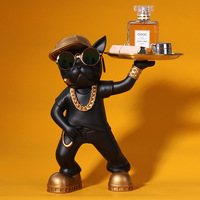 Prix d'usine : Statue de bouledogue français en résine, porte-clés, porte-lunettes, sculpture artistique, cadeaux Lanyi, décoration intérieure