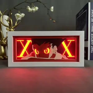 Lampu ukiran kertas Anime 3D desain 150 kotak cahaya potongan kertas LED malam lampu malam lampu kertas ukir