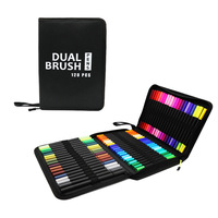 Offre Spéciale Non Toxique Doux Brosse Aquarelle Stylo fournitures scolaires 80 /100/120 Couleurs Double Conseils Marqueur Pinceau Stylo Ensemble Art Marqueur