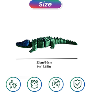 Jouet anti-stress flexible personnalisé en forme de crocodile imprimé en 3D, crocodile imprimé en 3D de différentes couleurs, service d'impression FDM - Product Image 3
