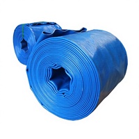 Tuyau plat renforcé en PVC bleu à double couche avec armature en fil d'acier pour le refoulement d'eau et l'irrigation flexible, enroulé sur mesure