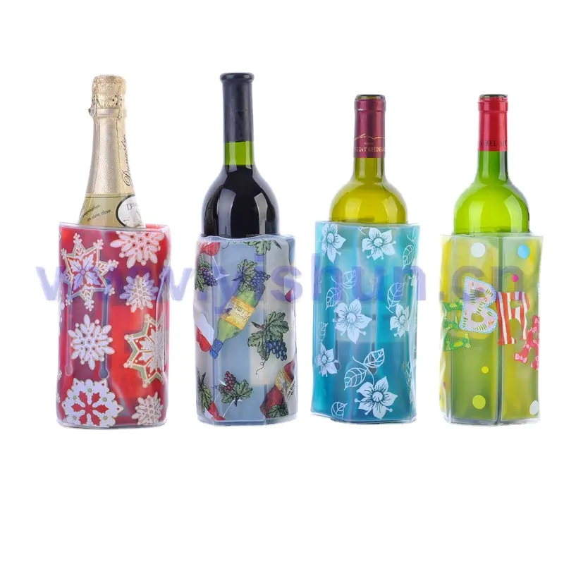 Funda enfriadora reutilizable de gel para vino y bebidas, bolsa enfriadora de botella individual para vino