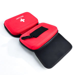 Mini botiquín de primeros auxilios EVA personalizado de fábrica, estuche médico de emergencia impermeable de viaje para <span class=keywords><strong>enfermera</strong></span> con bolsillo de malla, cuero PU rojo - Product Image 3