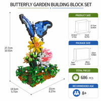 Ensemble de blocs de construction personnalisés OEM DIY Jardin Papillon, fleurs à engrenages et changement de couleur, jouets éducatifs pour enfants, vente en gros 66164