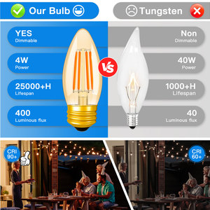 Trung Quốc Nhà cung cấp của Dimmable E26/E27 2200K hổ phách kính sợi Đốt Nhà ánh sáng bóng đèn tiết kiệm năng lượng vườn Antique trang trí SMD - Product Image 5