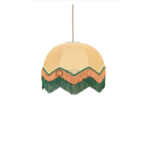 Lustre bohème à franges rondes avec franges vertes pour la décoration du salon - Product Image 2