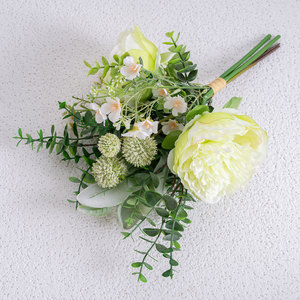 CallaFloral Ramo de Flores Artificiales de Peonía con Eucalipto y Margarita para Decoración del Hogar y Bodas CF01177 - Product Image 3