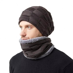 MHK75 Outdoor Riding Ski Unisex Winter Scarf Hat Set <b>Neck</b> <b>Warmer</b> Knit Polyester Lining Thick Beanie Skullie Cap - Product Image 4