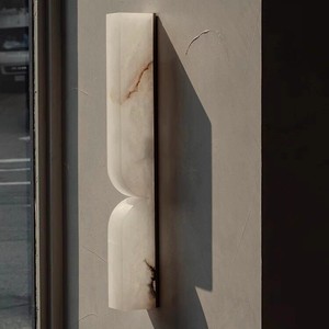 Marble Wall Lamp W80 H350mm <b>LED</b> <b>Light</b> Source Wall Mounted Off White Shade For Bedroom Hallway Living <b>Room</b> - Product Image 4
