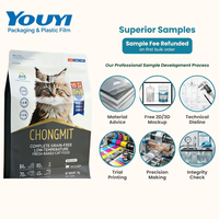 Sac alimentaire personnalisé YOUYI pour chiens et chats, fond plat, haute qualité, avec fermeture éclair refermable en aluminium, 4 couches, imprimé 12 couleurs, grande capacité, qualité alimentaire