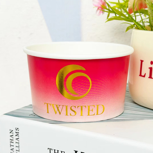 Eco Friendly Printed Logo 5oz 8oz Ice Cream Paper Cup with Gold Stamping Disposable Ice Cream Packing Cup