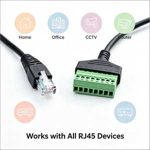 <span class=keywords><strong>Cable</strong></span> de Extensión Premium RJ45 Macho sin Soldadura con Bloque de Terminales de Tornillo de 8 Pines, 30cm, OD4.0mm, Cubierta de PVC de Cobre Puro para Cámara CCTV DVR - Product Image 2