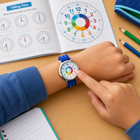 Montre éducative en quartz analogique pour enfants avec bracelet en silicone pour filles et garçons – Vente en gros