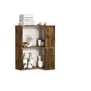 Wooden <b>corner</b> bookshelf, wall-mounted simple bookcase, home decoration storage rack, multi-layer <b>corner</b> storage <b>cabinet</b> - Product Image 2