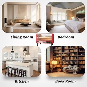 Calentador Eléctrico de Tubo de Cuarzo Infrarrojo 1200W/2400W 220V, Construcción Metálica, Portátil, de Sobremesa, con Protección Antivuelco - Product Image 4