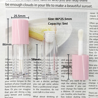 Bas quantité minimale de commande grande brosse grande baguette 5ml forme de cylindre court facile à transporter baguette brosse vide brillant à lèvres Tube liquide rouge à lèvres Tube