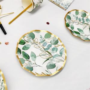 ชุดภาชนะสำหรับงานเลี้ยงวันเกิด งานแต่งงาน หรืองานเลี้ยงน้ำชา ยี่ห้อ DAMAI ลายใบยูคาลิปตัส คุณภาพพรีเมียม ประกอบด้วย ถ้วยกระดาษ ผ้าเช็ดปาก และจานกระดาษ - Product Image 3