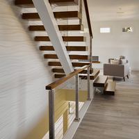 Système de garde-corps minimaliste mat à câbles horizontaux pour escaliers ouverts architecturaux de loft et d'atrium
