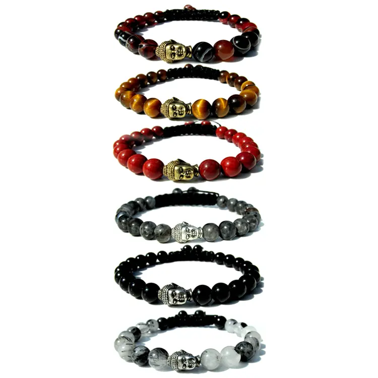 CC elastisch Naturstein Armband Edelstein Perle Buddha Armbänder verstellbarer Schmuck für Männer Frauen