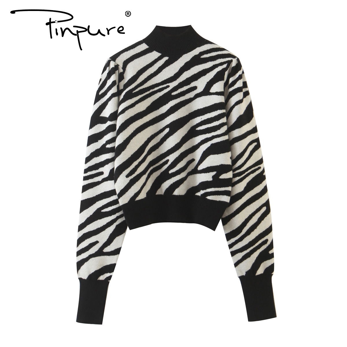 R50666S оптовая продажа, новый женский свитер с рукавами-пузырями и высоким воротником