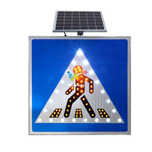 Señal de tráfico de advertencia de peatones LED con energía <span class=keywords><strong>solar</strong></span> para cruces - Product Image 1